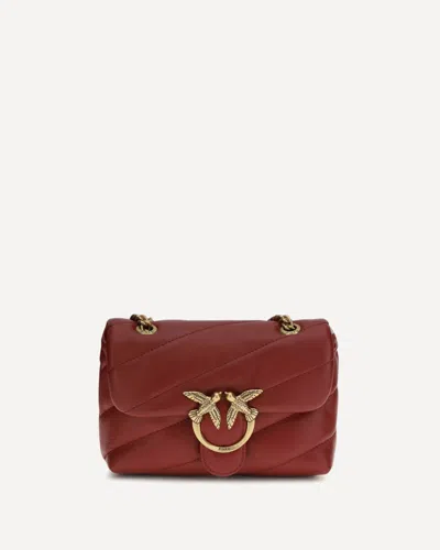 Pinko Bordeaux Calf Leather Bos Taurus Shoulder Bag In Pink