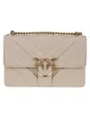 Pinko Quilted Nappa Leather Crossbody Bag In Neutral