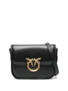 Pinko Love Box Black Crossbody Bag With Love Birds Plaque On The Front In Leather Woman
