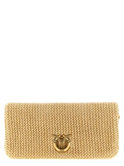 Pinko Love Bag Click Soft Horizontal Clutch Pink In Brown