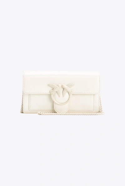 Pinko Love Bag Colour-block Wallet In White + White-block Colour