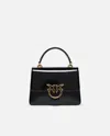 Pinko Love Bag Handbag With Handle And Shoulder Strap With Shiny Leather Effect In Noir-vieil Or