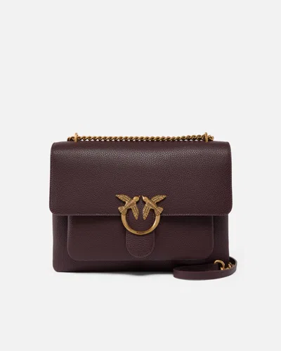 Pinko Love Bag Large Soft Crossbody Bag In Catawba Grape-antique Gold