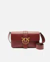 Pinko Love Bag Large Soft Shoulder Bag In Leather In Bordeaux Merlot-or Antique