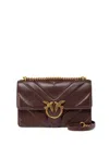 Pinko Bordeaux Leather Shoulder Bag With Chevron Design