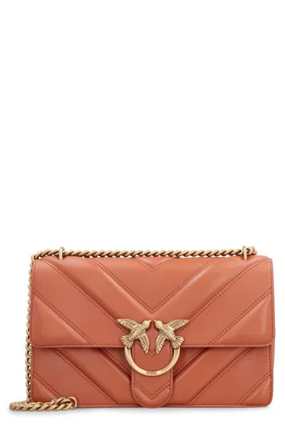 Pinko Love Bag Leather Crossbody Bag In Brown