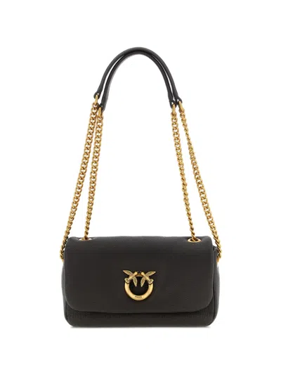 Pinko Love Clutch Crossbody Bag Chain Strap In Black