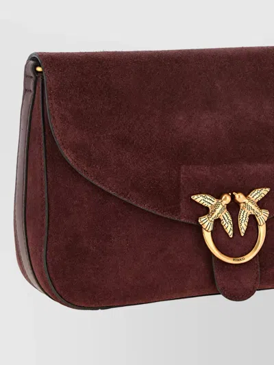 Pinko Love Bag Medium Leather Clutch Bag In Brown
