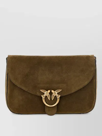 Pinko Love Bag Medium Suede Clutch Bag In Brown