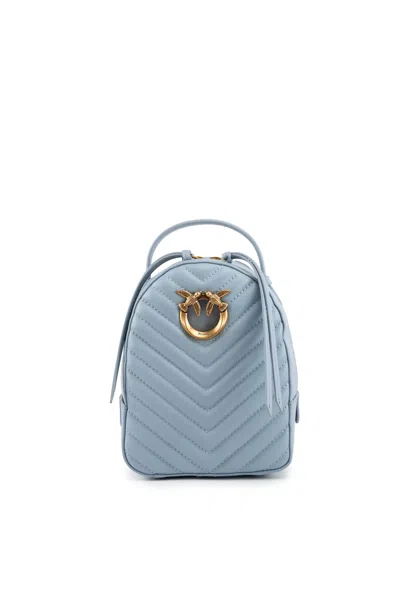 Pinko Love Click Leather Backpack In Blue