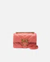 Pinko Love Bag Mini Crossbody Bag In Distressed-effect Leather In Corail Épicé-or Antique