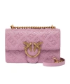 Pinko Embossed Chain Strap Satchel With Bird Embellishment In Pink