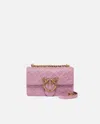 Pinko Embossed Chain Strap Satchel With Bird Embellishment In Pink
