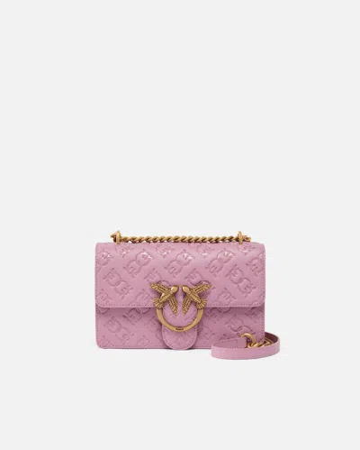 Pinko Love Bag Mini Crossbody Bag With Imprimé Logo In Viola-citta'di Lilla-antique Gold