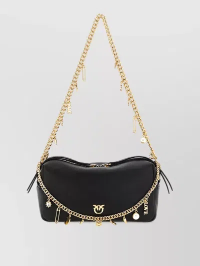 Pinko Love Bag Mini Leather Clutch Bag In Black