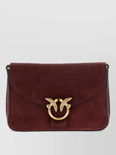 Pinko Love Bag Mini Leather Clutch Bag In Burgundy