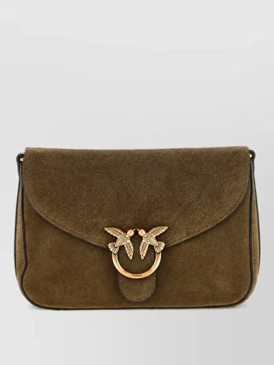 Pinko Love Bag Mini Leather Clutch Bag In Brown