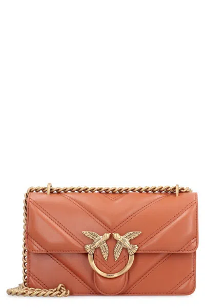 Pinko Love Bag Mini Leather Crossbody Bag In Brown