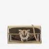 Pinko Love Bag Mirrored Wallet With Shoulder Strap In Golden