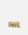 Pinko Love Bag Mirrored Wallet With Shoulder Strap In Or-or Brillant