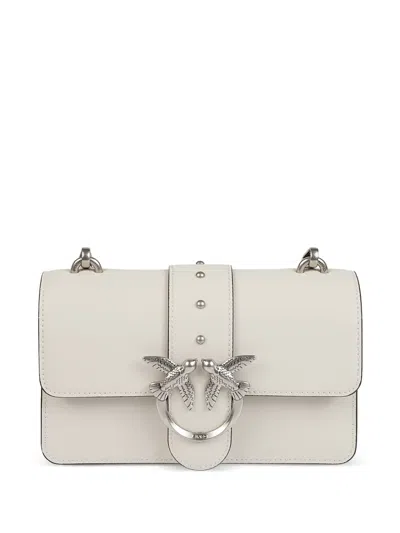 Pinko Love Bag One Stud Detail Bird Leather Shoulder Bag In White