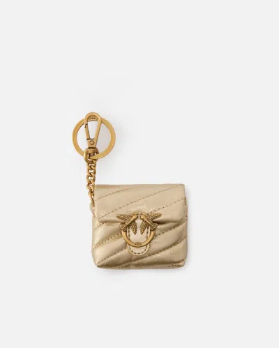 Pinko Custodia Airpods Love Bag Puff In Pelle Lucida In Gold