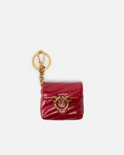 Pinko Custodia Airpods Love Bag Puff In Pelle Lucida In Red