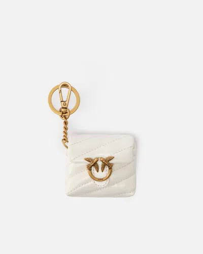 Pinko Custodia Airpods Love Bag Puff In Pelle Lucida In White