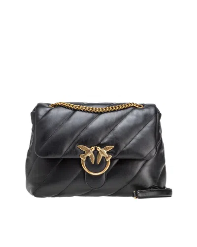 PINKO LOVE BAG PUFF IN BLACK/ANTIQUE GOLD