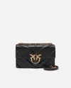 Pinko Love Bag Quilted Shoulder Bag With V-design And Logo In Black-antique Gold