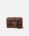 Pinko Love Bag Quilted Shoulder Bag With V-design And Logo In Catawba Grape-antique Gold