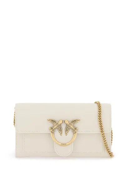 Pinko Love Bag Simply Crossbody Bag In Bianco Seta-antique Gold (white)