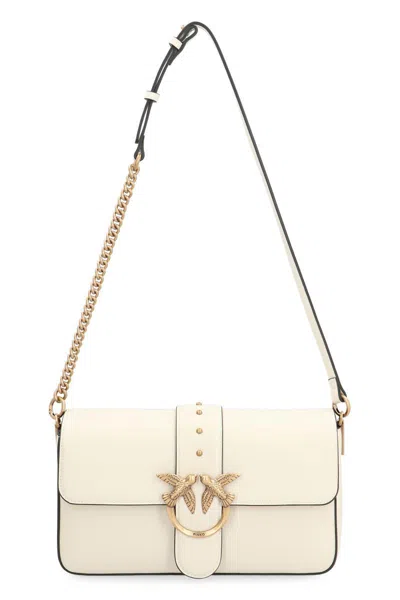 Pinko Love Bag Slouchy Leather Crossbody Bag In White
