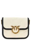 Pinko Small Square Shoulder Love Bag In Canvas And Leather In Black