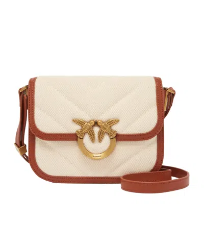 Pinko Love Bag Square Handbag In Canvas And Leather In Multi