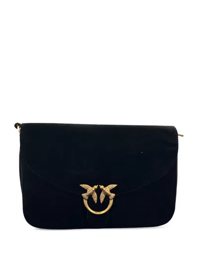 Pinko Love Bag Suede Clutch Bag In Blue