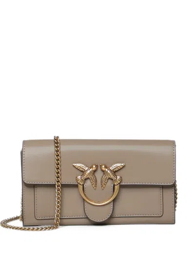 Pinko Love Bag Wallet Chain-link Shoulder Bag In Brown