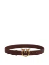 Pinko Leather Belt With Logo In Brown