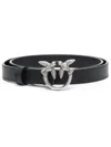 Pinko Love Birds Leather Belt In Black