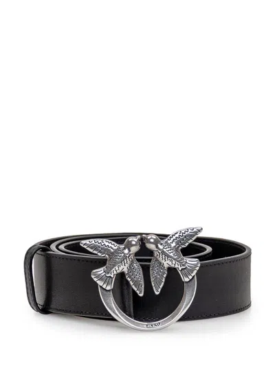 Pinko Love Bird Buckle Belt In Black