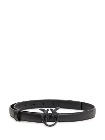 Pinko Ceinture De 3 Cm Avec Boucle Recouverte De Cuir In Black-antique Gold