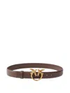 Pinko Leather Belt With Logo In Brown