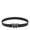 Pinko `love Birds` Thin Leather Belt In Nero