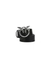 Pinko Love Bird Buckle Belt In Nero/old Silver