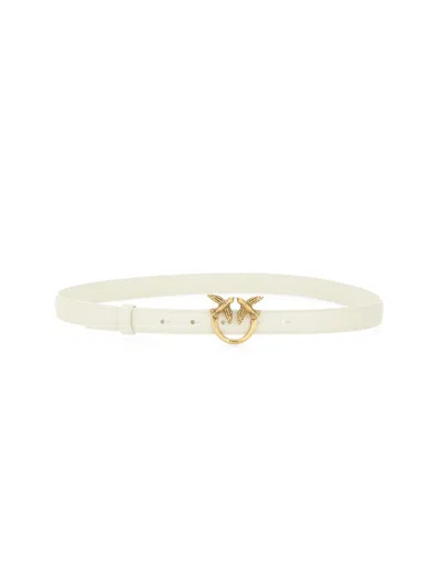 Pinko Leather Belt With Sleek Design In White