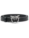 Pinko Love Birds Leather Belt In Black