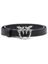 Pinko Love Bird Buckle Belt In Nero E Argento
