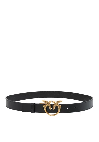 Pinko Lovebird Metal Buckle Belt In Pattern