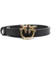 Shop Pinko Love Birds Thin Leather Belt 2cm In Black