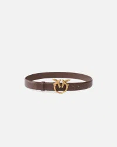 Pinko Love Berry H3 Belt.low Calf Fw25 In Nero-antique Gold (z99q)